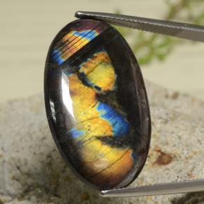 18.04캐럿 천연 멀티컬러 스펙트롤라이트, 타원형 컷, 29.9×18.6 mm, 불투명체