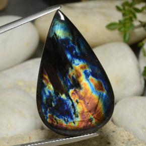 17.74캐럿 천연 멀티컬러 스펙트롤라이트, 배 모양, 32.5×19.8 mm, 불투명체
