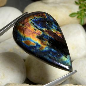 17.74캐럿 천연 멀티컬러 스펙트롤라이트, 배 모양, 32.5×19.8 mm, 불투명체