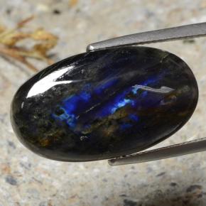 14.49캐럿 천연 멀티컬러 스펙트롤라이트, 타원형 컷, 23.9×13.7 mm, 불투명체