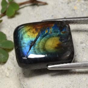6.88캐럿 천연 멀티컬러 스펙트롤라이트, 쿠션 컷, 13.9×12 mm, 불투명체