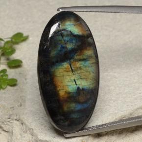 16.74캐럿 천연 멀티컬러 스펙트롤라이트, 타원형 컷, 29.2×15.8 mm, 불투명체