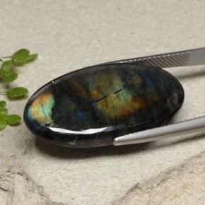 16.74캐럿 천연 멀티컬러 스펙트롤라이트, 타원형 컷, 29.2×15.8 mm, 불투명체