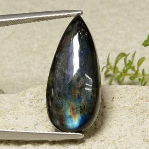 7.85캐럿 천연 멀티컬러 스펙트롤라이트, 배 모양, 24.1×10.8 mm, 불투명체