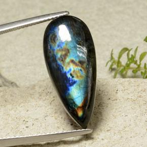 7.85캐럿 천연 멀티컬러 스펙트롤라이트, 배 모양, 24.1×10.8 mm, 불투명체