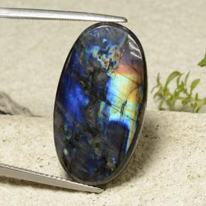 14.82캐럿 천연 멀티컬러 스펙트롤라이트, 타원형 컷, 27.3×15.3 mm, 불투명체
