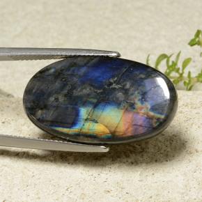 14.82캐럿 천연 멀티컬러 스펙트롤라이트, 타원형 컷, 27.3×15.3 mm, 불투명체