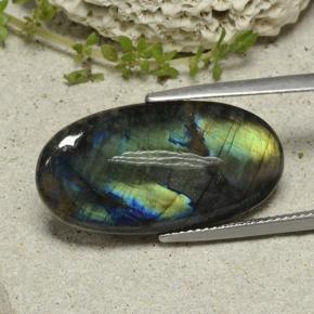 9.84캐럿 천연 멀티컬러 스펙트롤라이트, 타원형 컷, 26.1×13.3 mm, 불투명체