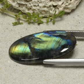 9.84캐럿 천연 멀티컬러 스펙트롤라이트, 타원형 컷, 26.1×13.3 mm, 불투명체