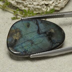 12.88캐럿 천연 멀티컬러 스펙트롤라이트, 멋진 모양, 27.3×17.5 mm, 불투명체