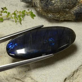27.66캐럿 천연 멀티컬러 스펙트롤라이트, 타원형 컷, 40.6×18.1 mm, 불투명체