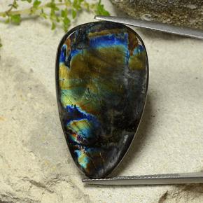 19.61캐럿 천연 다색 스펙트롤라이트, 배 모양, 불투명체