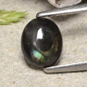0.74캐럿 천연 멀티컬러 스펙트롤라이트, 타원형 컷, 6.8×5.7 mm, 불투명체