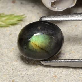 0.74캐럿 천연 멀티컬러 스펙트롤라이트, 타원형 컷, 6.8×5.7 mm, 불투명체
