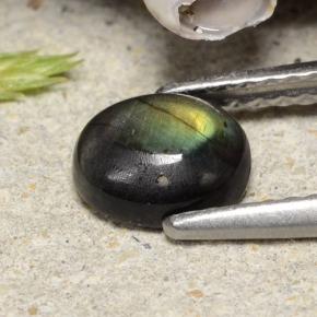 0.74캐럿 천연 멀티컬러 스펙트롤라이트, 타원형 컷, 6.8×5.7 mm, 불투명체