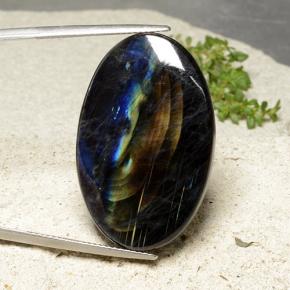 27.41캐럿 천연 다색 스펙트롤라이트, 타원형 컷, 불투명체