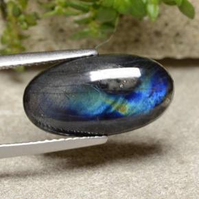 3.73캐럿 천연 멀티컬러 스펙트롤라이트, 타원형 컷, 17.1×9.1 mm, 불투명체