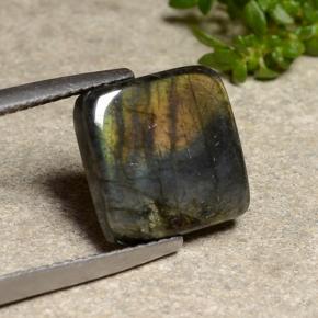 4.43캐럿 천연 멀티컬러 스펙트롤라이트, 스퀘어, 10.7×10.6 mm, 불투명체