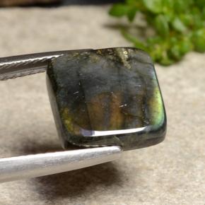 4.43캐럿 천연 멀티컬러 스펙트롤라이트, 스퀘어, 10.7×10.6 mm, 불투명체