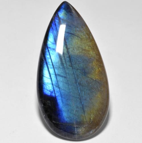 21.05캐럿 천연 멀티컬러 스펙트롤라이트, 배 모양, 35.4×18.5 mm, 투명한