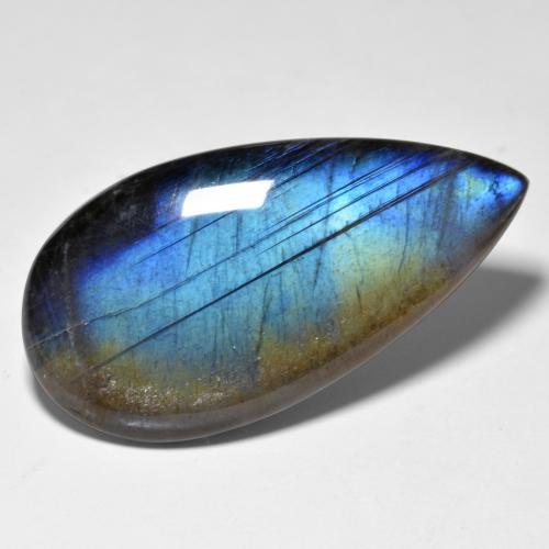 21.05캐럿 천연 멀티컬러 스펙트롤라이트, 배 모양, 35.4×18.5 mm, 투명한