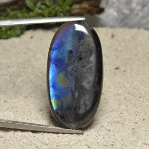 16.87캐럿 천연 멀티컬러 스펙트롤라이트, 타원형 컷, 30×15.6 mm, 불투명체