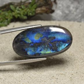 16.87캐럿 천연 멀티컬러 스펙트롤라이트, 타원형 컷, 30×15.6 mm, 불투명체