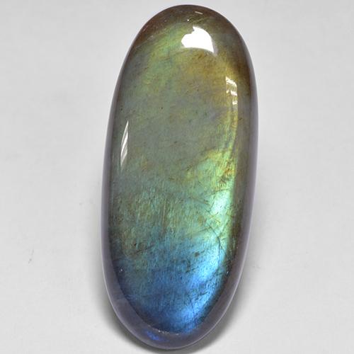 13.34캐럿 천연 멀티컬러 스펙트롤라이트, 타원형 컷, 26.9×12 mm, 불투명체