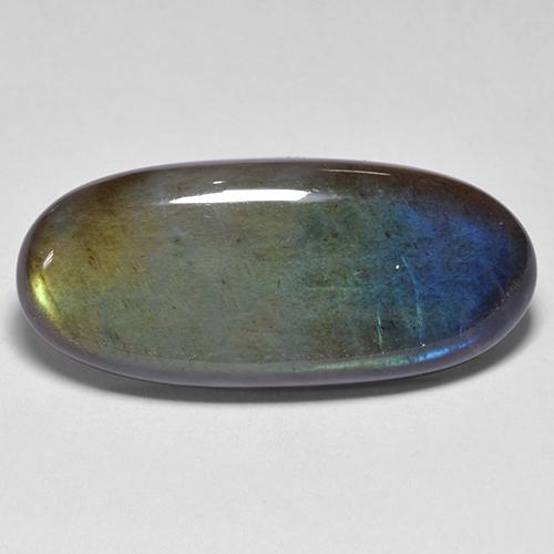 13.34캐럿 천연 멀티컬러 스펙트롤라이트, 타원형 컷, 26.9×12 mm, 불투명체