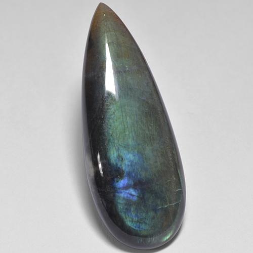 16.58캐럿 천연 멀티컬러 스펙트롤라이트, 배 모양, 34×13 mm, 불투명체