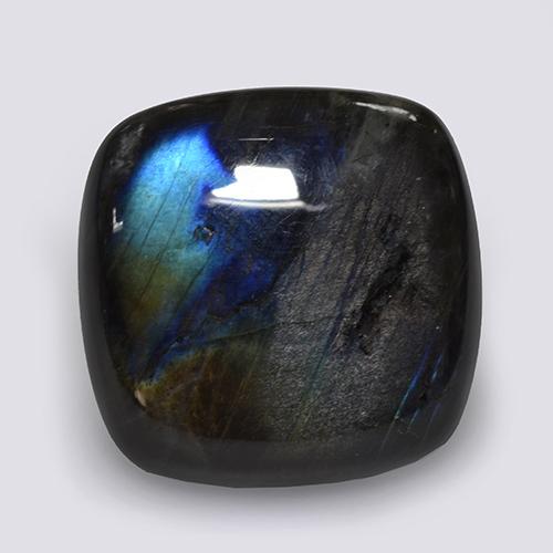 19.29캐럿 천연 멀티컬러 스펙트롤라이트, 쿠션 컷, 18.9×18.7 mm, 불투명체
