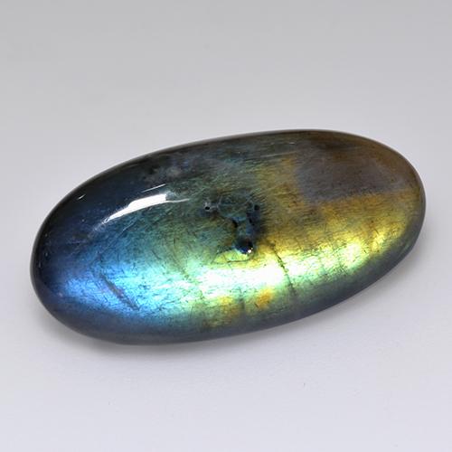 14.58캐럿 천연 멀티컬러 스펙트롤라이트, 타원형 컷, 26.7×13 mm, 불투명체