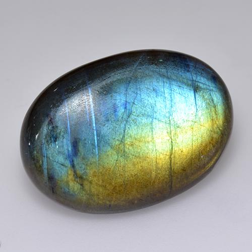 17.91캐럿 천연 멀티컬러 스펙트롤라이트, 타원형 컷, 24.7×17.5 mm, 투명한