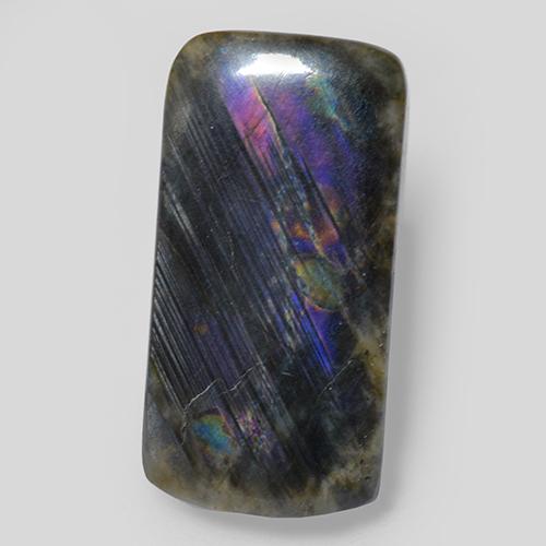 7.54캐럿 천연 멀티컬러 스펙트롤라이트, 쿠션 컷, 20.3×10.2 mm, 불투명체