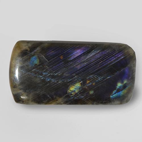 7.54캐럿 천연 멀티컬러 스펙트롤라이트, 쿠션 컷, 20.3×10.2 mm, 불투명체