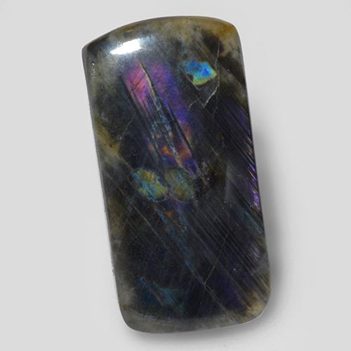 7.54캐럿 천연 멀티컬러 스펙트롤라이트, 쿠션 컷, 20.3×10.2 mm, 불투명체