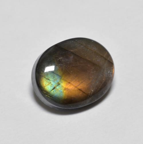 2.20캐럿 천연 멀티컬러 스펙트롤라이트, 타원형 컷, 9.8×8 mm, 불투명체