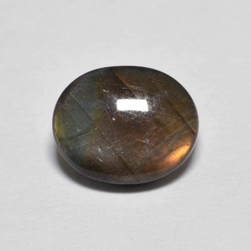 2.20캐럿 천연 멀티컬러 스펙트롤라이트, 타원형 컷, 9.8×8 mm, 불투명체
