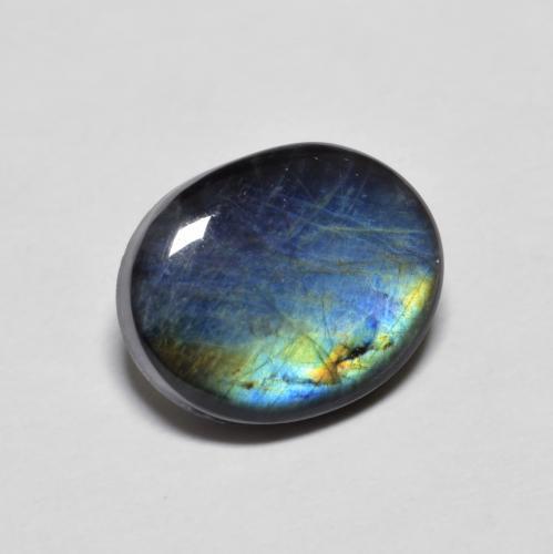 2.18캐럿 천연 멀티컬러 스펙트롤라이트, 타원형 컷, 10.1×8.2 mm, 불투명체