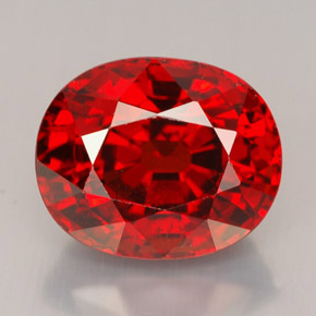7.68캐럿 천연 오렌지 레드 스페사르타이트 가넷, 타원형 컷, 11.7×9.8 mm, VVS-VS