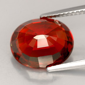 7.22캐럿 천연 붉은빛 오렌지 스페사르타이트 가넷, 타원형 컷, 12.1×10.2 mm, VS