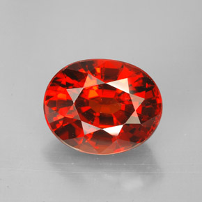 6.74캐럿 천연 붉은빛 오렌지 스페사르타이트 가넷, 타원형 컷, 11.7×9.5 mm, VVS-VS