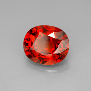 5.24캐럿 천연 붉은빛 오렌지 스페사르타이트 가넷, 타원형 컷, 10.7×9.1 mm, VVS