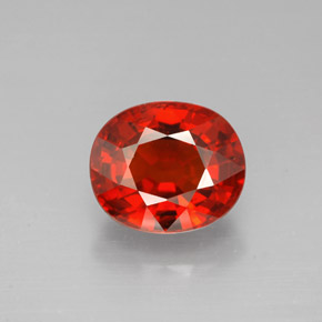 2.77캐럿 천연 붉은빛 오렌지 스페사르타이트 가넷, 타원형 컷, 8.4×7.2 mm, VS