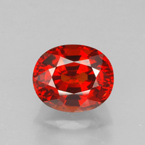 2.13캐럿 천연 오렌지 레드 스페사르타이트 가넷, 타원형 컷, 7.7×6.5 mm, IF
