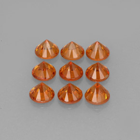 캐럿 천연 오렌지 스페사르타이트 가넷 보석, 라운드 컷, 3.53 mm, VS