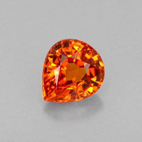 0.77캐럿 천연 만다린 오렌지 스페사르타이트 가넷, 배 모양, 5.8×5.1 mm, VVS