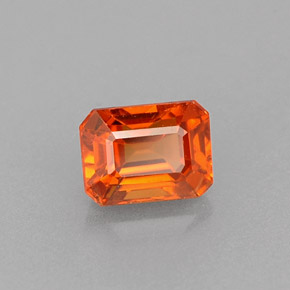 0.82캐럿 천연 만다린 오렌지 스페사르타이트 가넷, 에메랄드 컷, 5.4×4 mm, VS