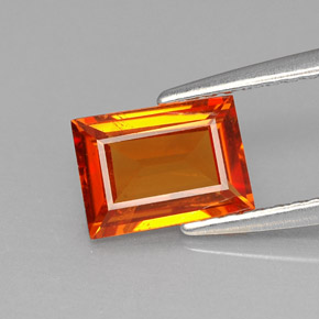1.38캐럿 천연 만다린 오렌지 스페사르타이트 가넷, 바게트, 7.7×5.5 mm, VS