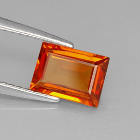 1.38캐럿 천연 만다린 오렌지 스페사르타이트 가넷, 바게트, 7.7×5.5 mm, VS